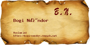 Bogi Nándor névjegykártya